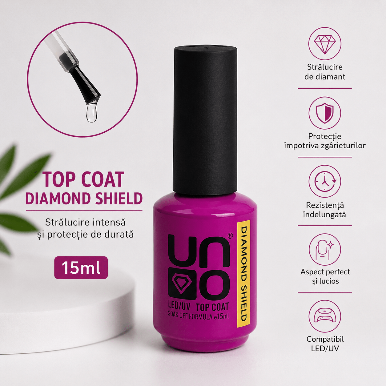3C0FFEFF-65EB-4FD5-B470-3B0C43107808 Top Coat No Clean UNO Diamond Shield 15 ml - imagine 1