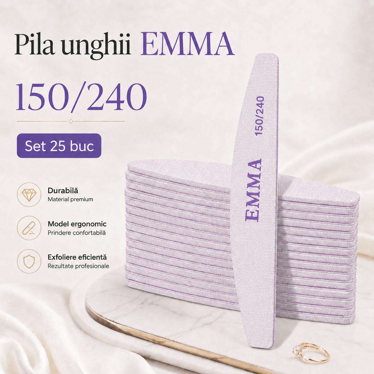 150-240 pile Set 25 Pile Unghii Profesionale EMMA 150/240 - imagine 1