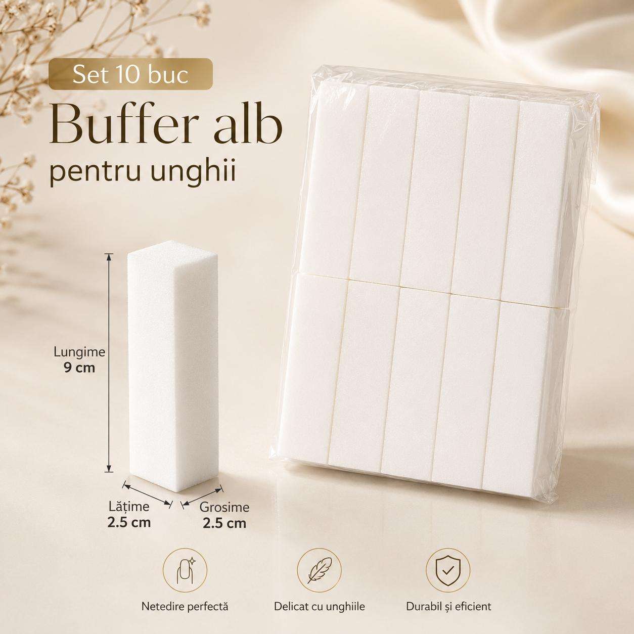 buffer alb Set 10 Pile Buffere Albe Pentru Unghii - imagine 1