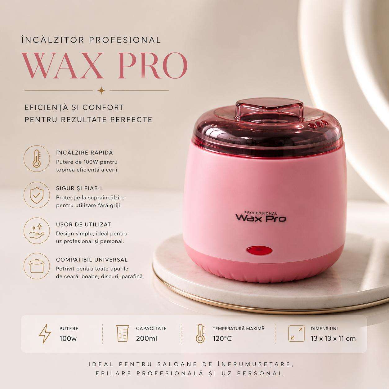 prowax roz Incalzitor electric ceara Wax Pro Pink 200ml - imagine 1