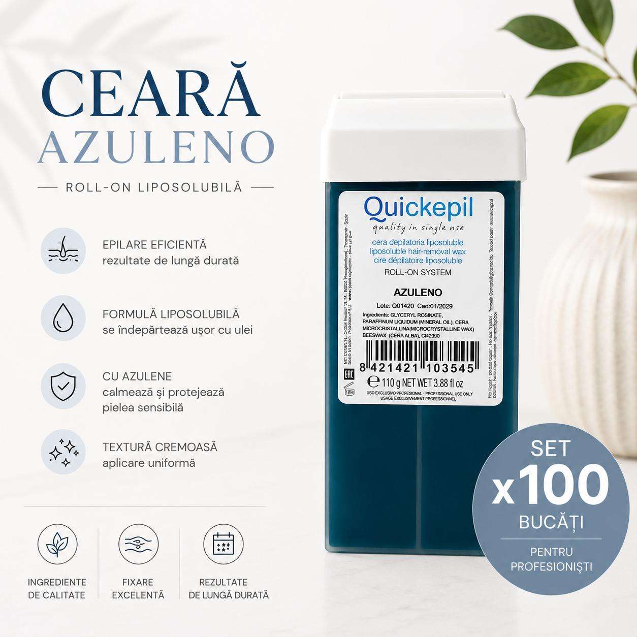 ceara 100 buc Ceara Epilat de Unica Folosinta Quickepil Spania Azuleno-100 buc - imagine 1