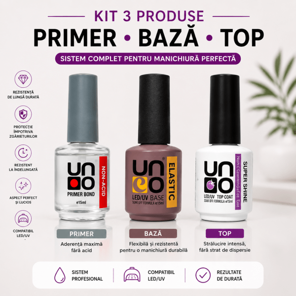 Kit UNO LUX primer bază elastică și top coat