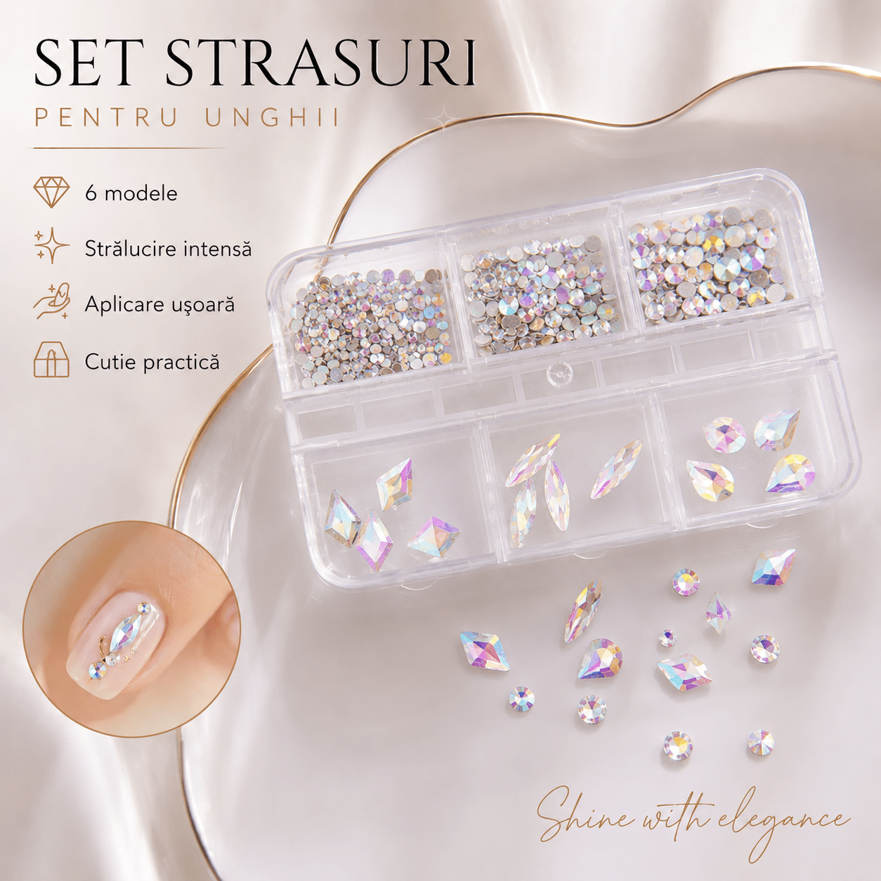 649734F7-9133-42CF-9C5C-2D54BB26F540 Cristale Decor Unghii Holografice–Set Mix - imagine 1
