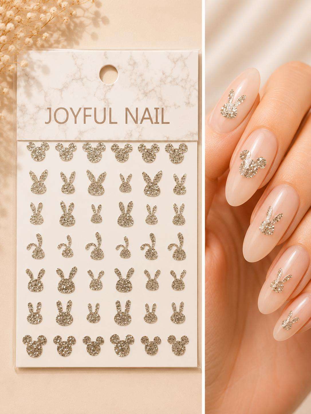 RABBIT Stikere Unghii-Abtibilduri Nail Art 3D Rabbits - imagine 1