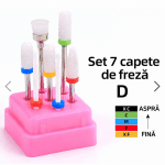Set 7 Capete Ceramice Freza/Bit Unghii Diferite Granulatii