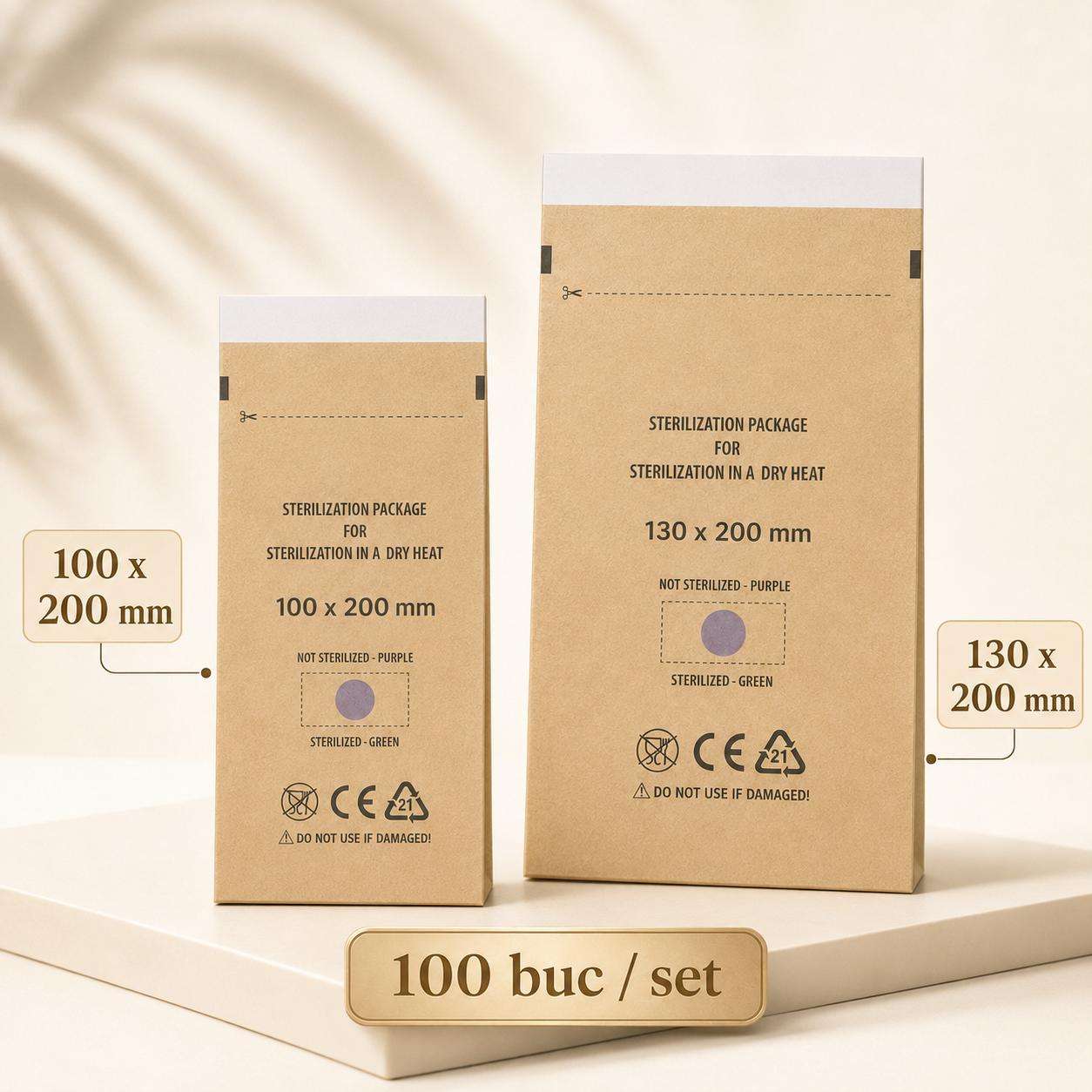 PUNGI STERILIZARE 1 Plicuri de Sterilizare din Hârtie pentru Pupinel, Set 100 buc.