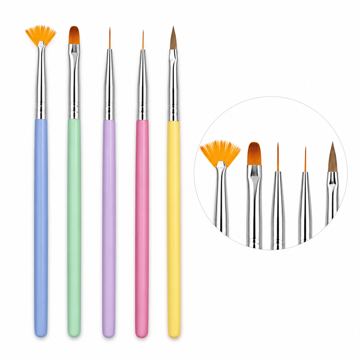 4FC957A0-05C2-4291-966D-DF9B14359953 Set 5 Pensule Nail Art Colorama - imagine 1