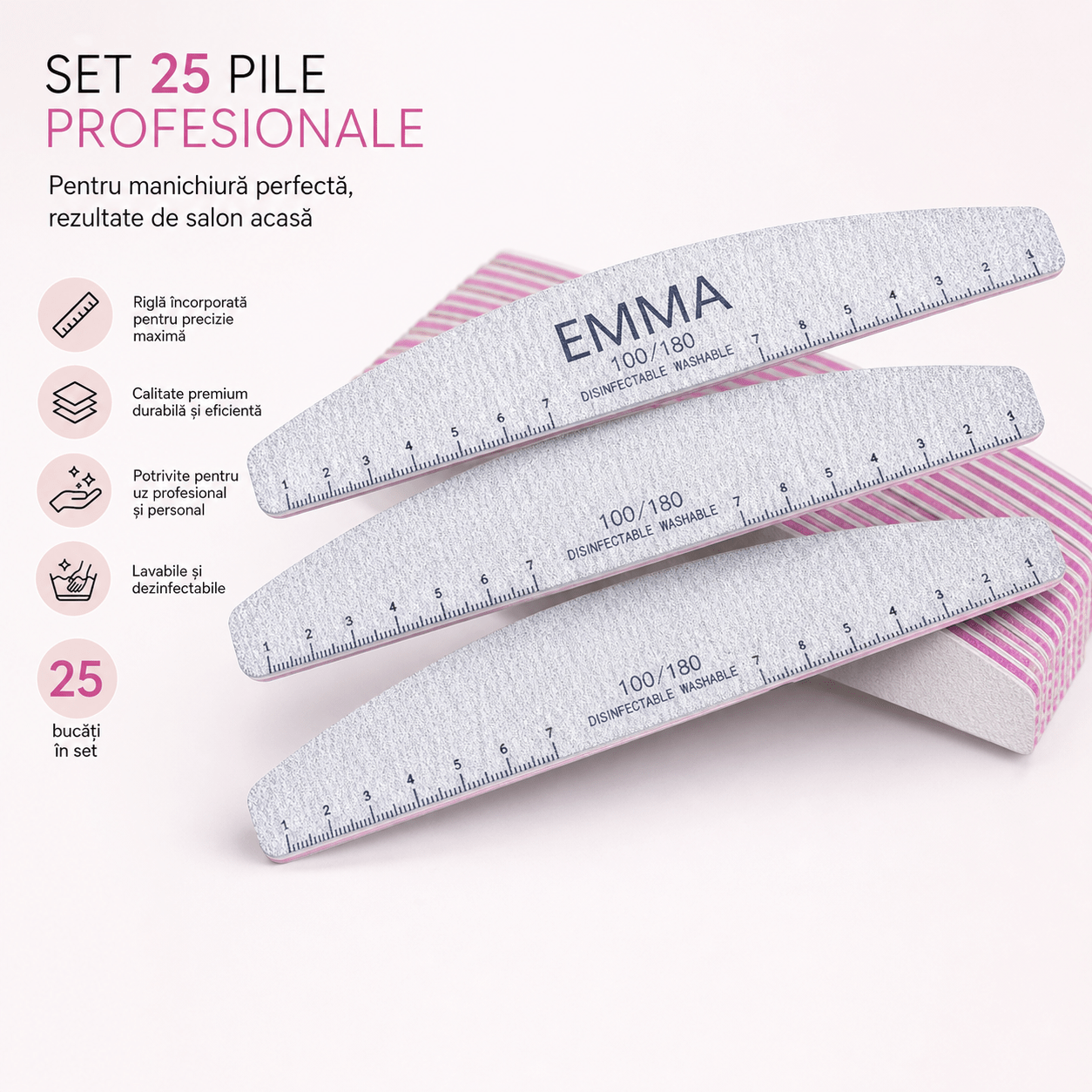 A6E7017F-BAC9-4085-BE84-DFF3C5EFCFD6 Set 25 pile EMMA 100/180 cu riglă