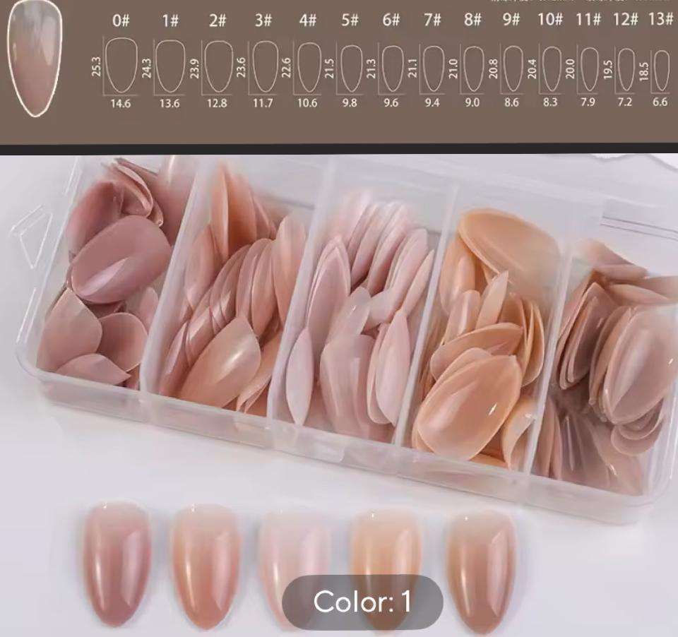 unghii false 140 buc Set Tipsuri Unghii Almond 5 Culori,140 buc - imagine 1
