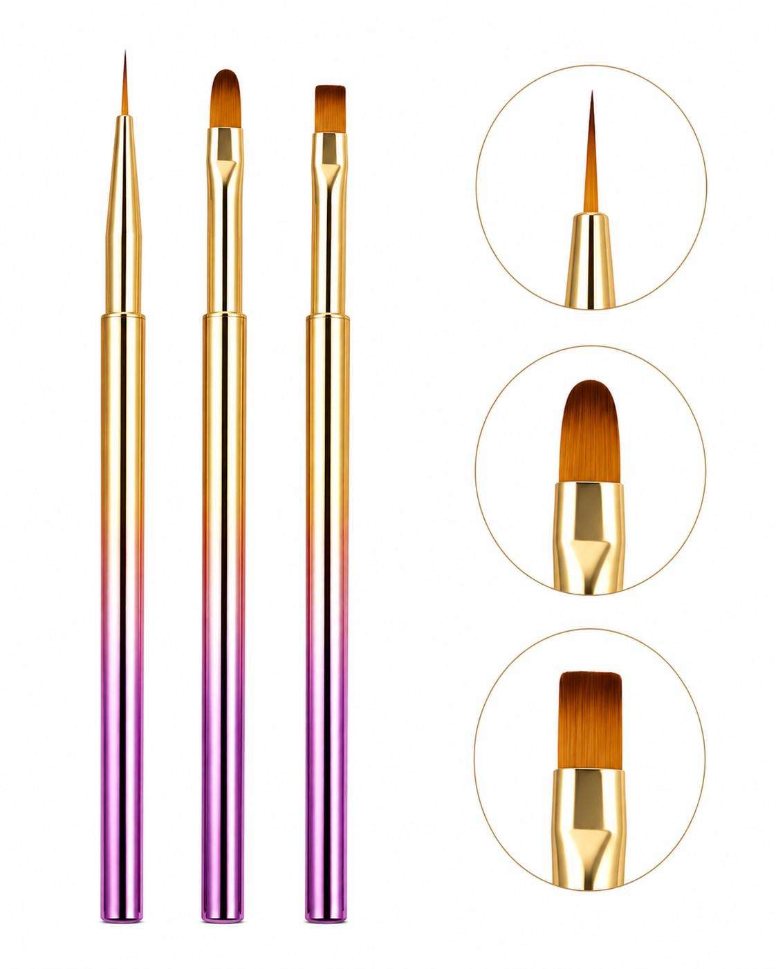 pensule nail Set 3 Pensule Nail Art - imagine 1