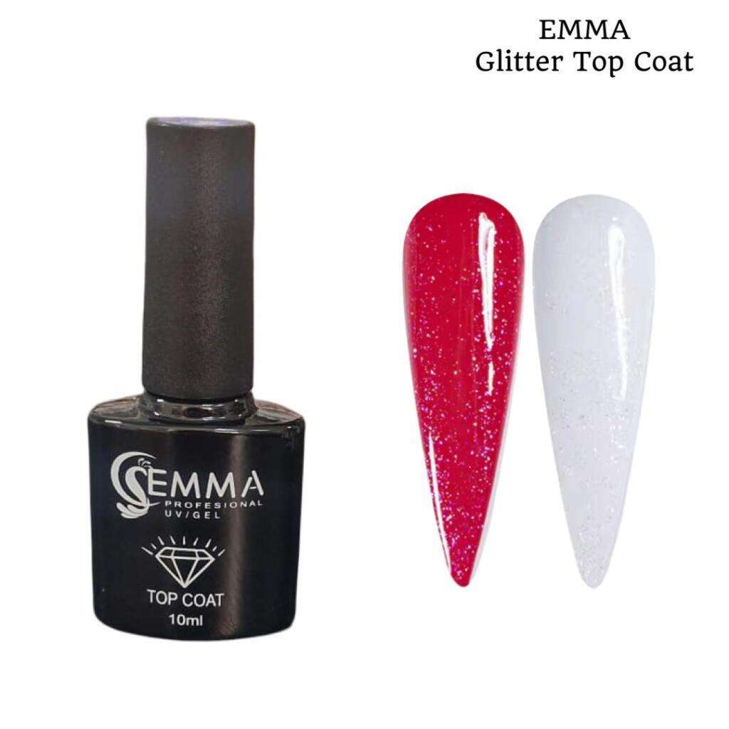 EMMA TOP GLITER Top Coat Glam EMMA cu Particule Stralucitoare 10ml - imagine 1