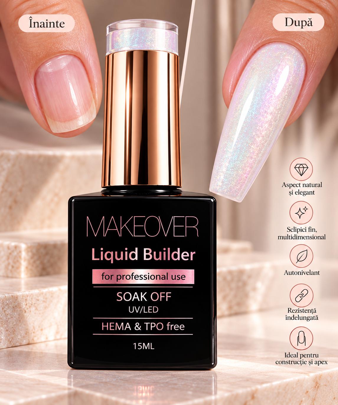 P03 Gel Constructie Autonivelant Liquid Builder Makeover Pearl 03 - imagine 1