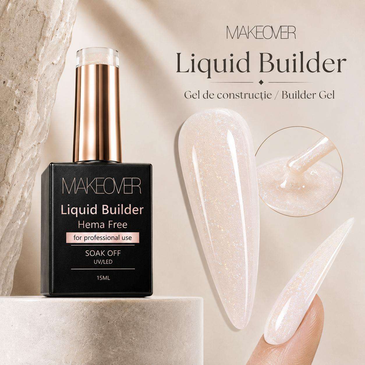 MK 13 Gel Constructie Makeover 13 Shimmer Light Nude 15ml - imagine 1