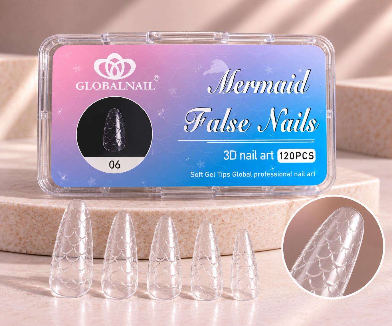 sirena 06 Tipsuri 3D Sirena Soft Gel Oval Scurt 06-120buc - imagine 1
