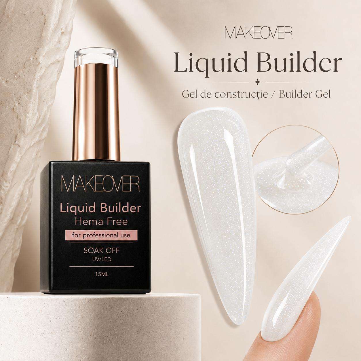MK MILKY GLITTER Gel Constructie Makeover Sparkle Milky White - imagine 1