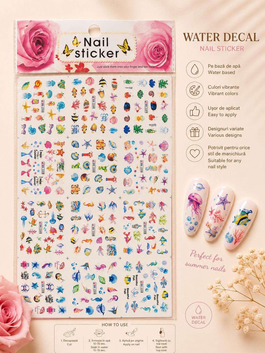 stiker 2201 Tatuaje pentru unghii,folie cu 12 combinatii BN2201 - imagine 1