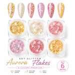 Set Glitter Aurora Rose Gold Flakes-6 culori