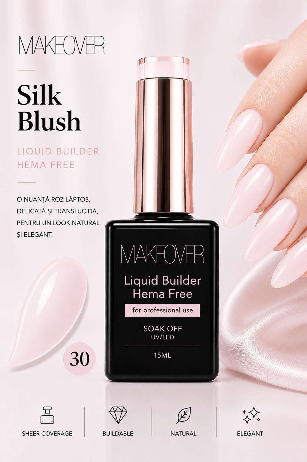 mk constructie 30 Gel Constructie Makeover 30 Silk Blush 15ml - imagine 1