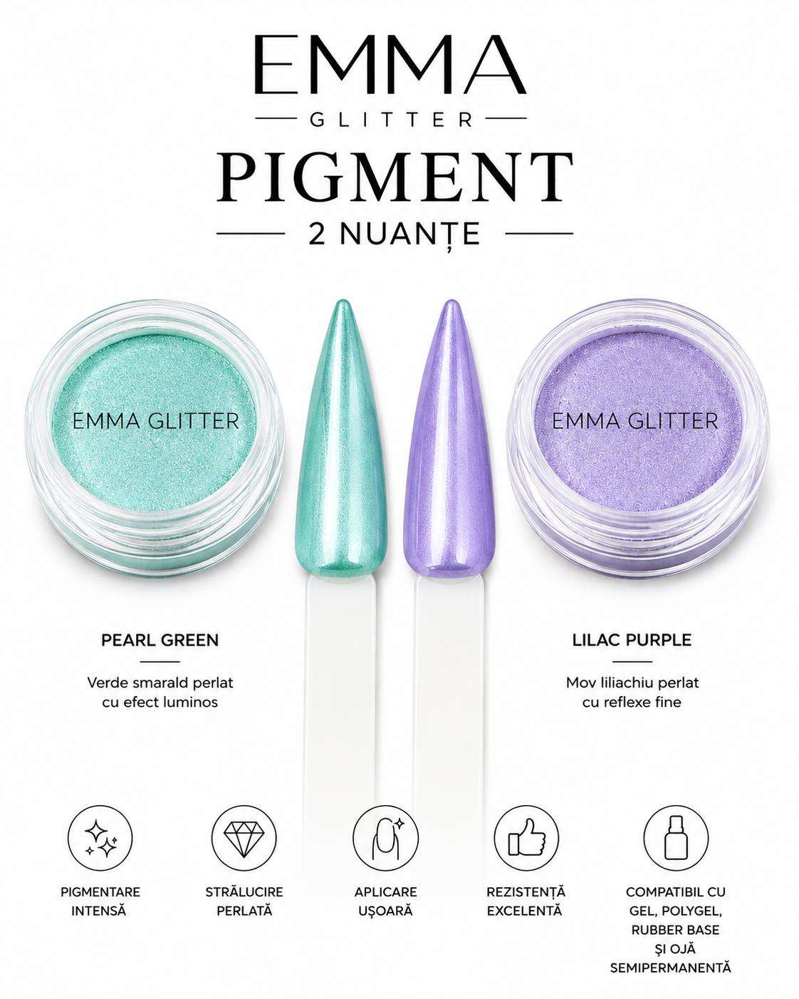 pigment pearl green Pigmenti Emma Aurora Mint & Lavender - imagine 1