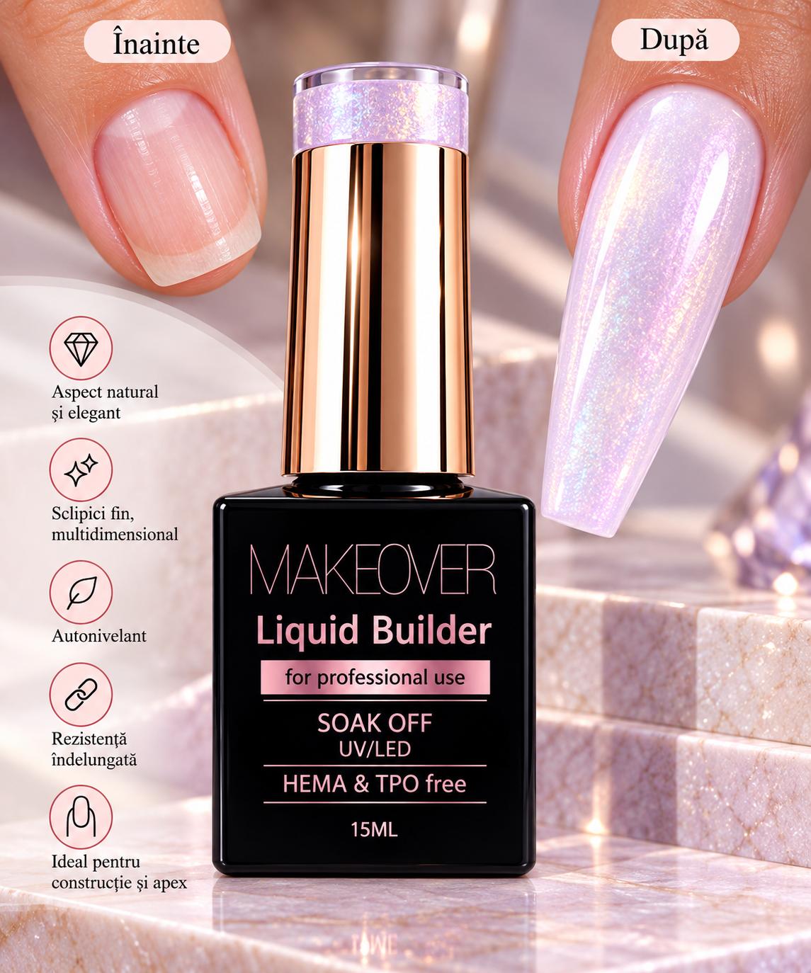 P02 Gel Constructie Autonivelant Liquid Builder Makeover Pearl 02 - imagine 1