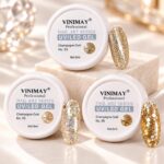 Gel Nail Art Vinimay cu Sclipici Champagne Gold 8ml