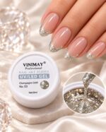 Gel Nail Art Vinimay cu Sclipici Champagne Gold 8ml - imagine 2