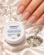 Gel Nail Art Vinimay cu Sclipici Champagne Gold 8ml - imagine 3